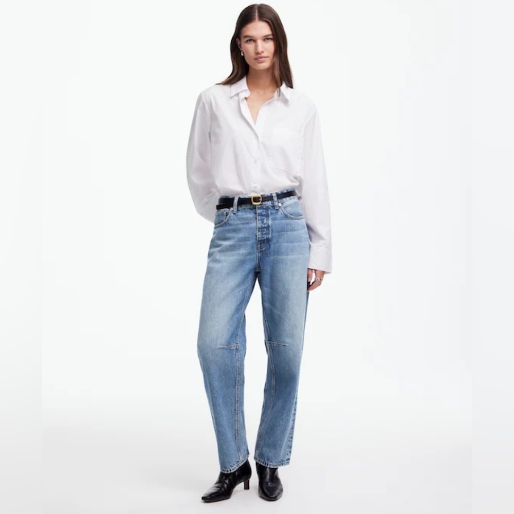 Madewell Petite Darted Barrel Leg Denim Jeans Sz 24P